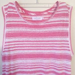 New Velvet Striped Maxi Dress/ Size M / Pink